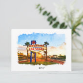 Watercolor Las Vegas Sign Wedding RSVP Karte (Stehend Vorderseite)