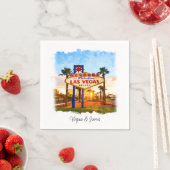 Watercolor Las Vegas Sign Wedding Serviette (Beispiel)