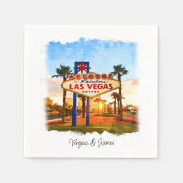 Watercolor Las Vegas Sign Wedding Serviette