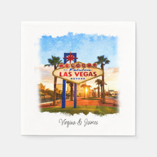 Watercolor Las Vegas Sign Wedding Serviette