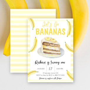 Watercolor Lass uns Bananen werden Geburtstagsfeie Einladung