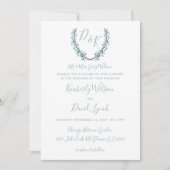 Watercolor Laurel Verlasse Monogram Wedding Einladung (Vorderseite)