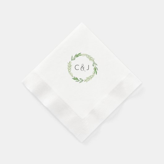 Watercolor Laurel Wreath Cocktail Napkins Serviette (Ecke)
