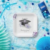 Watercolor  Lavander Purple Floral Graduation  Pappteller (Party)