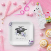 Watercolor  Lavander Purple Floral Graduation  Pappteller (Party)