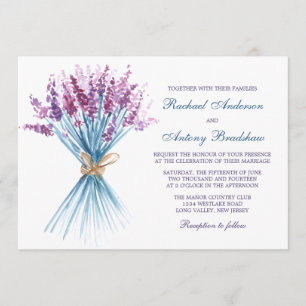 Watercolor-Lavendel-Blumen-Hochzeit Einladung