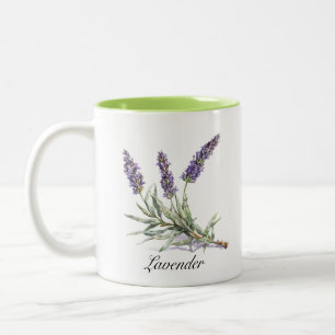 Watercolor-Lavendel-Botanik-Wellness individuell Zweifarbige Tasse
