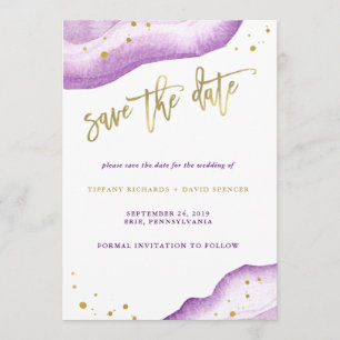 Watercolor-Lavendel und Gold Geode Save the Date