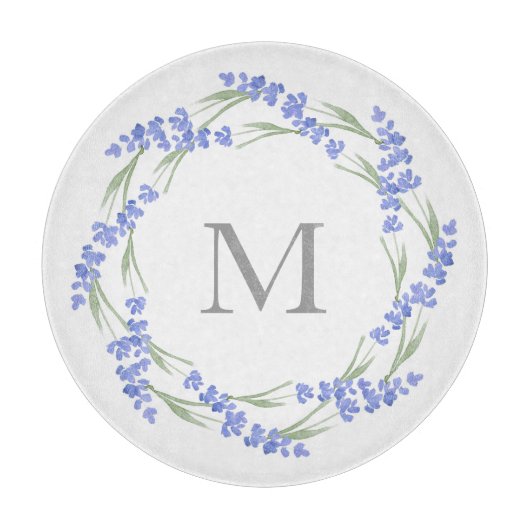 Watercolor Lavendel Wreath Schneidebrett (Vorderseite)
