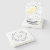 Watercolor Lavendel Wreath Steinuntersetzer (Seitenansicht)