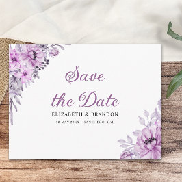 Watercolor Lavender and Violet Floral Wedding  Postkarte