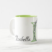 Watercolor Lavender Eucalyptus monogramm Buchstabe Zweifarbige Tasse (Vorderseite Links)