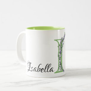 Watercolor Lavender Eucalyptus monogramm Buchstabe Zweifarbige Tasse