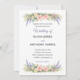 Watercolor Lavender Eucalyptus Rose Wedding Einladung