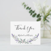 Watercolor Lavender Eucalyptus white roses Dankeskarte (Stehend Vorderseite)