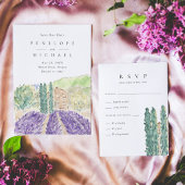 Watercolor Lavender Fields Wedding RSVP