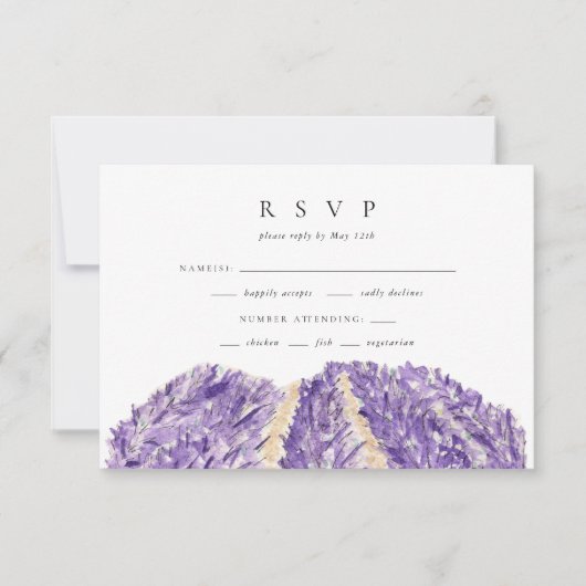 Watercolor Lavender Fields Wedding RSVP (Vorderseite)