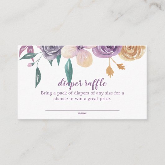 Watercolor Lavender Floral Baby Diaper Raffel Begleitkarte (Vorderseite)