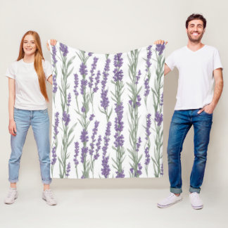 Watercolor Lavender Flowers Fleecedecke