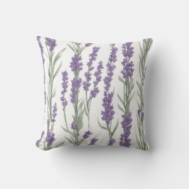 Watercolor Lavender Flowers Kissen (Vorderseite)