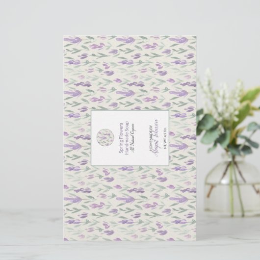 💜 Watercolor Lavender Modern Soap Wrap (Stehend Vorderseite)