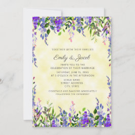 Watercolor Lavender on Yellow Wedite Einladung