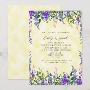Watercolor Lavender on Yellow Wedite Einladung