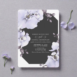 Watercolor Lavender Orchids Wedding Invitation  Einladung