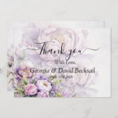 Watercolor Lavender Peony Wedding Vielen Dank Dankeskarte (Vorne/Hinten)
