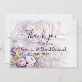 Watercolor Lavender Peony Wedding Vielen Dank Dankeskarte