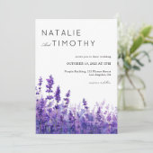 Watercolor Lavender Rustic Boho Botanical Wedding  Einladung (Stehend Vorderseite)