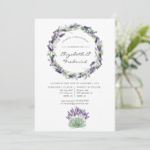 Watercolor Lavender Wedding Probe Dinner Einladung (Stehend Vorderseite)