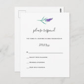 Watercolor Lavender Wedding RSVP Cards Postkarte (Vorne/Hinten)