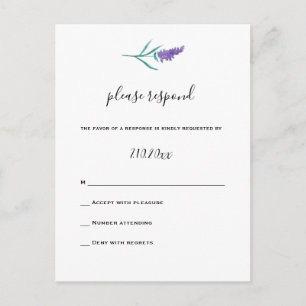 Watercolor Lavender Wedding RSVP Cards Postkarte