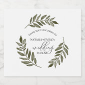 Watercolor Leaf Branch Greenerity Wedding Boda Schaumweinetikett (Einzelnes Label)