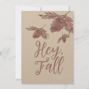 Watercolor Leaf Brown Hey Fall Card Karte