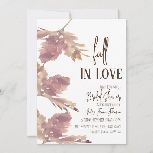 Watercolor Leaf Fall Pumpkin Brautparty Skript Einladung (Vorderseite)