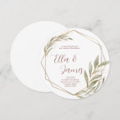Watercolor Leaf Gold Hochzeit Einladung (Vorne/Hinten)