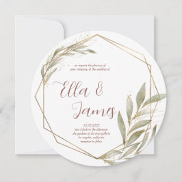 Watercolor Leaf Gold Hochzeit Einladung