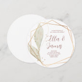 Watercolor Leaf Gold Hochzeit Einladung (Vorne/Hinten)