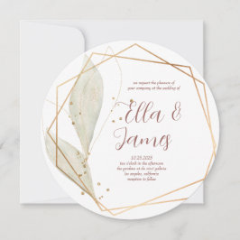 Watercolor Leaf Gold Hochzeit Einladung