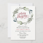 Watercolor Leaf Wreath Weihnachtsfeier Party Einla Einladung (Vorderseite)