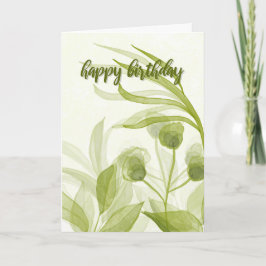 Watercolor Leaves Birthday Karte
