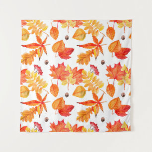Watercolor leaves seamless pattern wandteppich