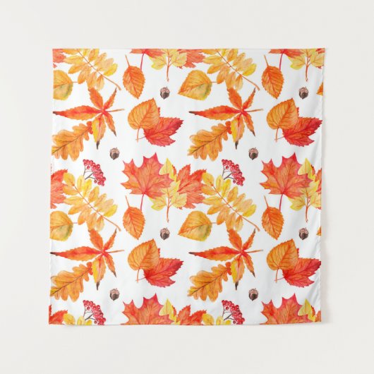 Watercolor leaves seamless pattern wandteppich (Vorderseite)