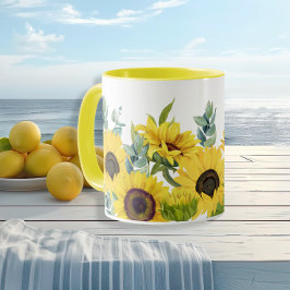 Watercolor-Lebender Sonnenblumen-gelber Sommer Tasse