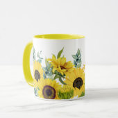 Watercolor-Lebender Sonnenblumen-gelber Sommer Tasse (Vorderseite Links)