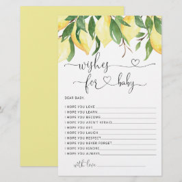 Watercolor Lemon Babydusche Wünsche für Babykarten