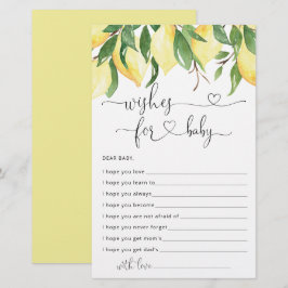 Watercolor Lemon Babydusche Wünsche für Babykarten