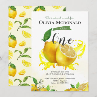 Watercolor Lemon Birthday Einladung